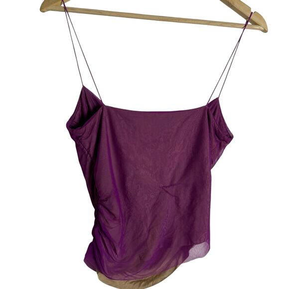 Gauge81 Lilburn Purple Draped Cowl Neck Sleeveless Mesh Camisole Tank Top S - Picture 13 of 16
